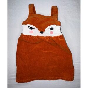 Gymboree Baby Girl Dress Orange Corduroy Fox Applique Sleeveless‎ Jumper